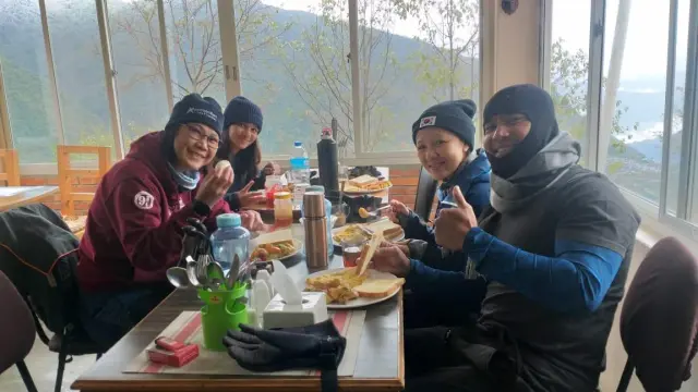 Trekkers Enjoying the Food at Everest Base Camp Trek